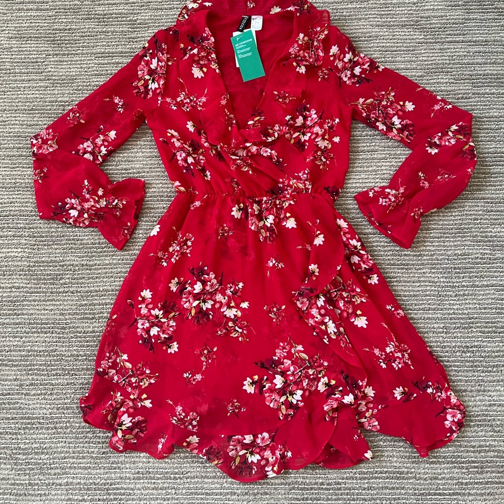 H&M Floral Red Dress, Size 6